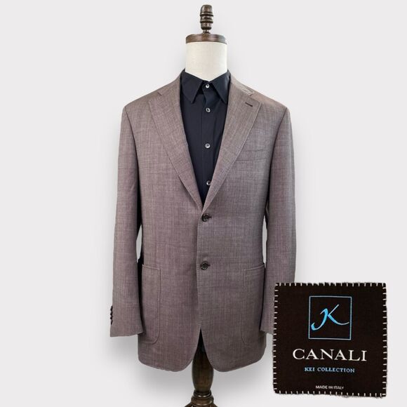 $1630 Canali KEI Collection Chore Blazer Jacket Mens 44R Unstructured Wool Brown - Picture 1 of 12